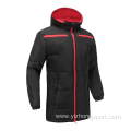 Mens Soccer Wear Zip Up Hoodies Black Red